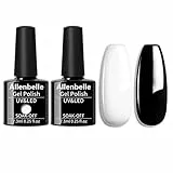 Allenbelle Smalto Semipermante Per Unghie Kit In Gel Uv Led Smalti Semipermanenti Per Unghie Nail Polish UV LED Gel Unghie(Kit di 2 pcs 7.3ML/pc) (Black And White)