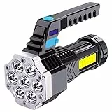 CalmGeek Torcia Elettrica per Esterni con Potente, Professionale Torcia Elettriche Portatile, Luce USB Ricaricabile Torcia Elettrica per Esterni, Luce Forte, Impermeabile, COB