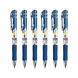 QAQHZW Set di 6 Penne Gel con Inchiostro Blu, Penne Biro Ricaricabili, Penne a Scatto Punta Fine, Penna a Sfera Retrattile per Adulto, Bambino, Studio e Ufficio (0.5 mm)