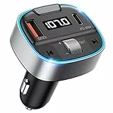 Trasmettitore FM Bluetooth Roller per auto, adattatore radio FM Bluetooth wireless/lettore musicale/kit per auto con ricarica rapida PD30W e QC3.0, musica per basso, retroilluminazione ad anello