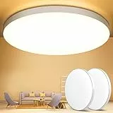 Plafoniera LED Soffitto 24W [2 Pezzi], Lampada da Soffitto LED 3000K 2000LM Plafoniera Bagno IP44 Impermeabile Rotonda Ø28CM Plafoniere da Ufficio Luce Soffitto per Camera da Letto, Cucina, Soggiorno