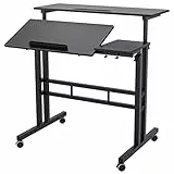SogesHome Postazioni di lavoro per computer Tavolo per computer ad altezza regolabile Scrivania per laptop Postazione di lavoro Tavolo per computer portatile Tavolo da disegno