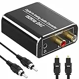 Convertitore Audio Digitale Analogico, 192Khz Adattatore Ottico RCA da Coassiale Toslink Segnali Audio Digitali SPDIF ad Analogico RCA L/R e Jack 3.5mm (Cavi Ottici e Toslink Inclusi)