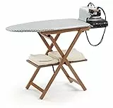 Asse da stiro pieghevole, 622 ASTIR, in faggio massiccio, colore ciliegio, altezza non regolabile, 135 x 45 x h87 cm - Arredamenti Italia AR_IT 'Il Cuore del Legno'