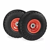 relaxdays 2X Ruote per Carrello, Pneumatici in Gomma Antipanne, 4.1/3.5-4', ASSE 16mm, Fino a 150 kg,260x85mm,Nero-Rosso