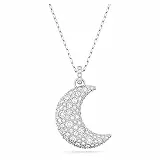 Swarovski Ciondolo Luna, Luna, Bianco, Placcato rodio, Misura unica, Cristalli, placcato rodio, Cristallo