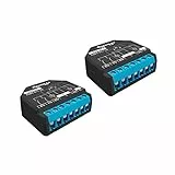Shelly Plus 2PM Pack Doppio (x2), Relè Wi-Fi e Bluetooth a 2 canali, Automatizzazione di Tapparelle, Tende, Luci e Interruttori, Misurazione dei Consumi, Nero