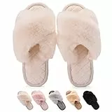 Gainsera Pantofole Peluche Donna Invernali Ciabatte Pelose Pantofole Pelliccia Comode Morbido Antiscivolo,a Bianca 38-39 EU 260