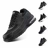Hitmars Scarpe Antinfortunistiche Uomo Donna Scarpe da Lavoro con Punta in Acciaio Leggere Sportive di Sicurezza Sneaker Antiscivolo Scarpe da Cantiere Nero e Nero EU 38