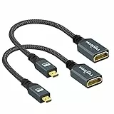 Twozoh Cavo Adattatore Micro HDMI a HDMI 2 Pezzi, HDMI Femmina a Micro HDMI Maschio, supporto 3D/4K 2.0a/b 1.4a, per GoPro Hero/Raspberry pi 4