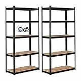 AREBOS Set di 2 scaffali per carichi pesanti 180x90x30cm | Blu | 5 ripiani | Scaffalatura per officina Scaffalatura senza bulloni Scaffalatura per magazzini Scaffalatura per cantine | Nero