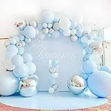 Palloncini Compleanno Blu, Kit Arco Ghirlanda Palloncini Blu, 114 Palloncini Bianchi Azzurri, per Baby Shower Ragazzo, Battesimo Bimbo, Fidanzamento, Addio al Nubilato, Matrimonio