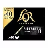 L'Or - Capsule Caffè Espresso Ristretto - 200 Capsule in Alluminio (40 capsule x 5 box) - Intensità 11 - Compatibili con Macchine Nespresso