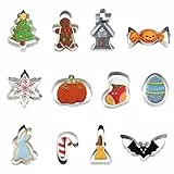 Guowall Set di 12 Formine per Biscotti, Tagliabiscotti Natale Halloween Cookie Cutters, Acciaio Inox