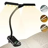 Electight 14 LEDs Ricaricabile Luce da Lettura, Doppie Teste Lampade da libro Regolabile, Clip su Libro con 3 Modalità di illuminazione, Indicatore Batteria, Fino a 80hrs, per Lettori e Bambini