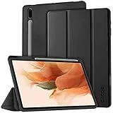 CACOE Cover Compatibile con Samsung Galaxy Tab S7 FE 12.4 5G/ S8+ Plus 5G 2022/ S7+ Plus 12.4–Ultra Sottile con Funzione Leggio Slim in Pelle PU Custodia Adatta per SM-T730/T736B/SM-X800/X806, Nero