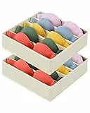 DIMJ Organizer Cassetti, Set di 2 Divisori per Cassetti Non Tessuto Organizer Reggiseni per Biancheria, Porta Reggiseni Cassetto Con 5 Scomparti, Beige