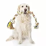 Nobleza - Corda Giocattolo per Cani in 100% Cotone, benefica per la Salute mentale del Cane ， Salute Dentale e Pulizia dei Denti ， Miglior Regalo per Tutti i Tipi di Cani （Beige e Marrone）- 68cm
