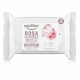 Equilibra Viso, Rosa Ialuronica Salviette Micellari Struccanti, Salviette Struccanti in Tessuto con Acqua di Rosa Fermentata, Acido Ialuronico e Glicerina Vegetale, Struccano con Delicatezza, 25 pz