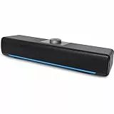 HEANTTV Casse PC, Altoparlanti per Computer, Soundbar 2.0 Cablata Alimentati a LED USB con Potente Stereo, 3,5 mm Jack, Controllo del Volume Desktop, Laptop, Nero