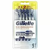 Gillette SkinGuard Sensitive Rasoi Usa e Getta, Rasoio manuale Uomo, Confezione da 5 pezzi, Clinicamente Testato, Per Pelli Sensibili