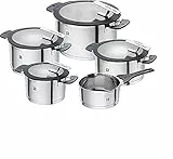 ZWILLING Simplify Set di pentole in acciaio inox, 5 Pezzi, Con fori integrati nel coperchio, Anche per piani a induzione, Argento-Nero