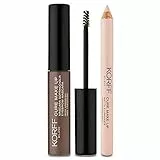 Korff Kit Sopracciglia con Mascara Sopracciglia e Matita Illuminante per Sopracciglia Definite, Folte e Forti, Risultato Naturale e Preciso per un Sguardo Definito e Luminoso, Marrone 02