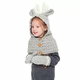 ALLILUYAA Cappello Invernale Ragazzi Ragazze,Cappello e Sciarpa Invernali per Ragazze,Autunno Invernale Primavera Maglia per Cappelli Guanti,Adatto a Ragazzi e Ragazze dai 3 ai 6 Anni