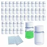 GZcaiyun 50 flaconi di plastica portatile con tappo a vite da 20 ml, per cosmetici, campeggio, viaggi, shampoo con 2 adesivi, trasparente, 55*30mm