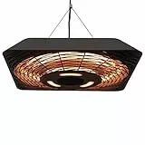Outsunny Lampada Riscaldante per Esterni con Luce, 3 Livelli di Potenza 800W/1200W/2000W e Telecomando, 45x45x10cm, Nero