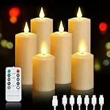Forever Speed Candele a LED ricaricabili, senza fiamma, con telecomando, funzione impermeabile, 6 lumini a LED, per decorazione della casa, Natale, matrimoni