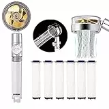 Doccetta,Soffioni Doccia,Soffione per Doccia Anticalcare,Doccino Doccia,Soffione Doccia Girevole a 360°,Soffione Doccia con Funzione Stop, 2 Tipi di Getto,6 PP Cotone (oro)