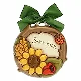 THUN, Formella Summer, Formella in Ceramica Decorata a Mano con Girasoli, Spighe di Grano e Tulipani Colorati, 15.5x3.9x15.5 cm h