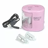 Rapesco 1446 PS12-USB Temperamatite Elettrico a Due Fori alimentato a pila o carica USB, Rosa