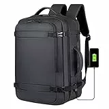 BAGZY Zaino da Viaggio Bagaglio a Mano 45x36x20 Porta PC 17,3 Pollici Espandibile da Aereo Nylon Impermeabile Lavoro Uomo