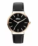 s.Oliver Orologio da polso analogico al quarzo, IP oro rosa-nero, cinghia