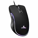 LYCANDER - Mouse ottico con cavo USB (1.5m), DPI regolabile fino a 6400, 7 pulsanti, LED