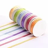 Vaessen Creative Set Nastro Satin, Primavera, 6 Colori, 6 mm x 2 m, Biadesivo Lucido per la Creazione di Biglietti Pasqua, Scrapbooking, Confezioni Regalo, Regali per Battesimo e Progetti Creativi