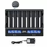 18650 - Caricabatterie a 8 slot XTAR VC8 PLUS 3A Fast 21700 per batterie al litio da 3,6 V e 1,2 V AA C, con adattatore UK