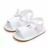 Siyova Scarpe Neonata Sandali Princess Bowknot Carino Scarpe Primi Passi conModa Tinta Unita Confortevole Antiscivolo Principessa Bambina Scarpine da Casual Passeggio Bimba (Bianca, 0-6 Mesi)
