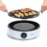 Aigostar griglia elettrica barbecue senza fumo, antiaderenti fornello elettrico portatile, 2 in 1 griglia elettrica 2000 Watt, 8 livelli di temperatura regolabile