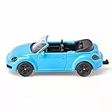 siku 1505, Maggiolino VW Cabrio, Metallo e Plastica, Azzurro, Auto giocattolo per bambini, Gancio di traino