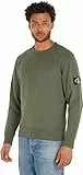 Calvin Klein Jeans Distintivo Girocollo Felpe, Thyme, L Uomo
