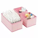 mDesign Set da 3 Organizer fasciatoio – Ottima Scatola portaoggetti in Tessuto per Pannolini, salviette umidificate ECC. – Ideale Contenitore Giocattoli con Scomparti – Rosa
