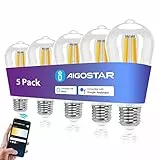 Aigostar Lampadine Smart WiFi E27 Alexa Lampadine Vintage ST64 6W Edison Lampadina WiFi Dimmerabile 2700K-6500K, Controllo Remoto tramite APP, Compatibile Con Alexa, Google Home, Trasparente 5 pezzi