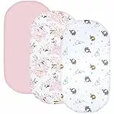 Bimocosy Confezione da 3 lenzuoli con angoli elasticizzati per passeggino, 80 x 40 cm, in morbida microfibra, per lettino e culla, per materasso ovale o rettangolare (fiori)