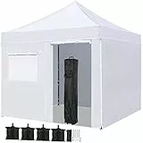 Yaheetech Gazebo da Giardino con Finestra Tenda Protezione con Rivestimento PU e UV 50 per Campeggio Stand Commerciale Spiaggia Bancarella Bianco