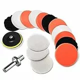 Queta Set di 18 Spugne Lucidanti per Auto, 150 mm in Lana Artificiale con Adattatore M14 e Panno per la Pulizia, Set di Lucidatura per Auto e Cera