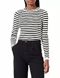 PIECES Pccrista LS O-Neck Knit Noos BC Maglione, Nero/Strisce: con Strisce di Betulla M, S Donna