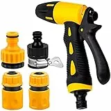 Set da 5 Pistola Acqua Giardino, Pistola Irrigazione Giardino, Pistola a Spruzzo con 8 Modalità Regolabili con Kit Accessori Portagomma per Doccia Giardino, Lavaggio auto, Pulizia Marciapiede e Pet